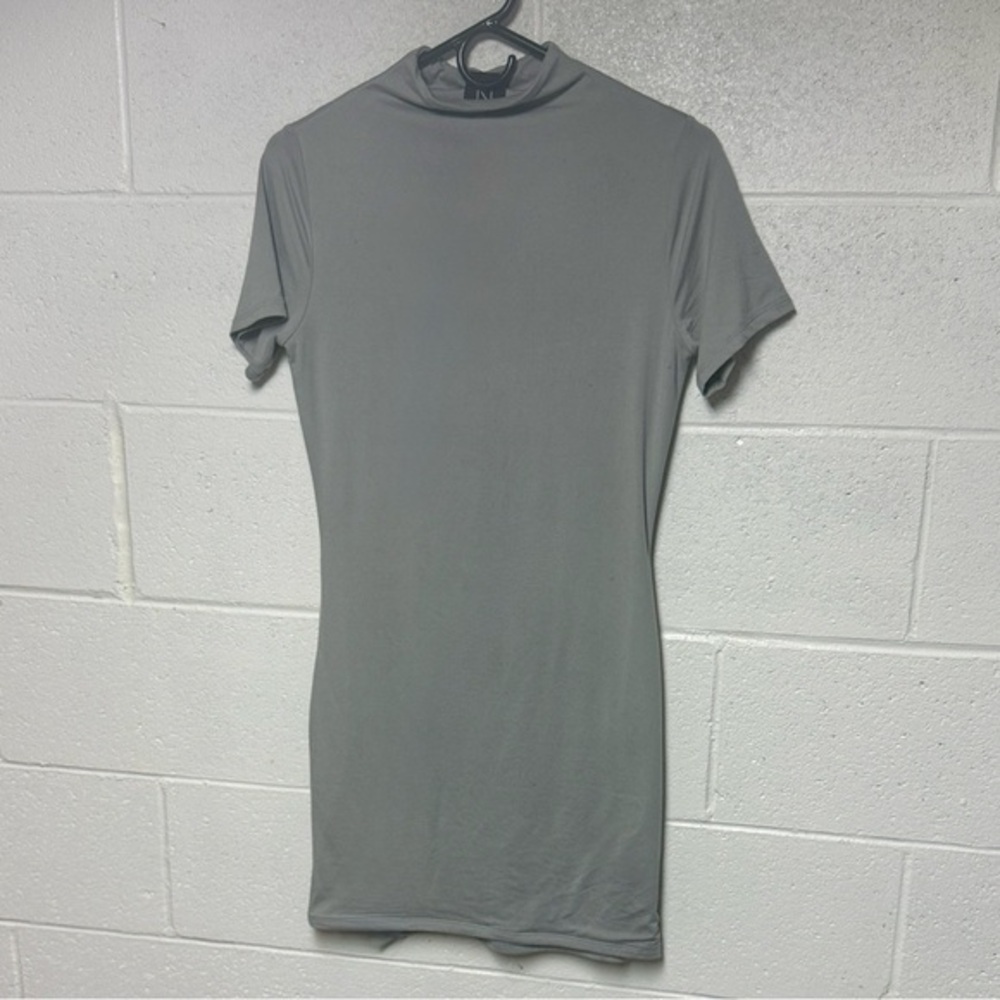 Naked Wardrobe‎ Gray Short Sleeve Bodycon Mini Dress sz L